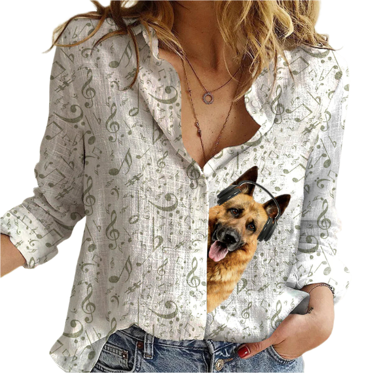 Bra Musik Med Schäferhund - Dam T-shirt med Lång Ärmar