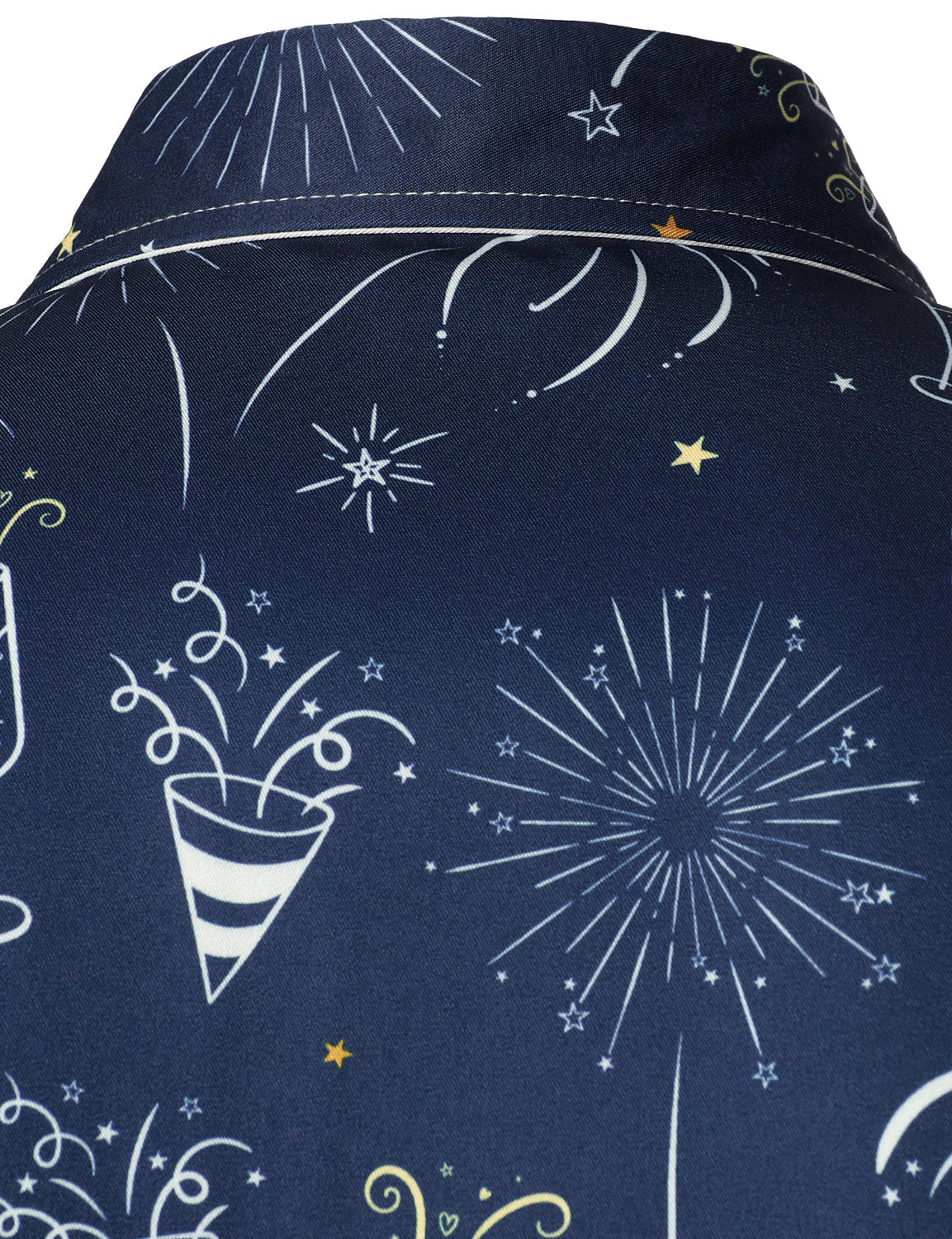 Herr Fyrverkerier Nyårsafton Fest Knapp-Blå Skjorta med Långa Ärmar