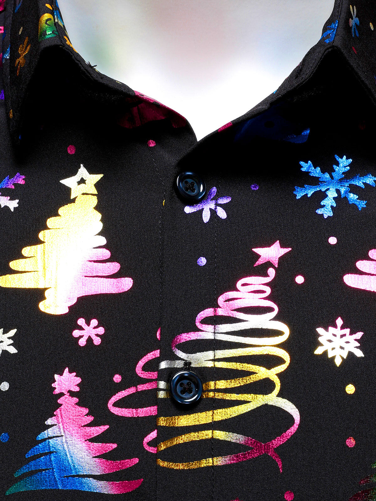 Herr Guldskjorta för Högtider Regular Fit Svart med Långa Ärmar