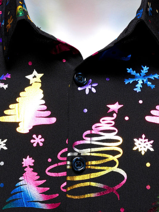 Herr Guldskjorta för Högtider Regular Fit Svart med Långa Ärmar