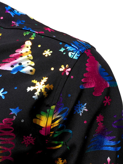 Herr Guldskjorta för Högtider Regular Fit Svart med Långa Ärmar