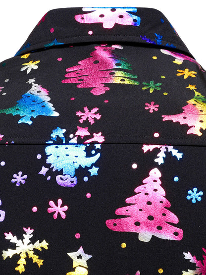 Herr Guldskjorta för Högtider Regular Fit Svart med Långa Ärmar