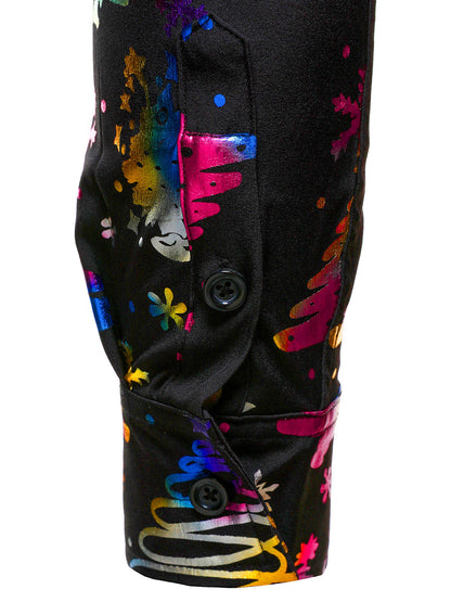 Herr Guldskjorta för Högtider Regular Fit Svart med Långa Ärmar