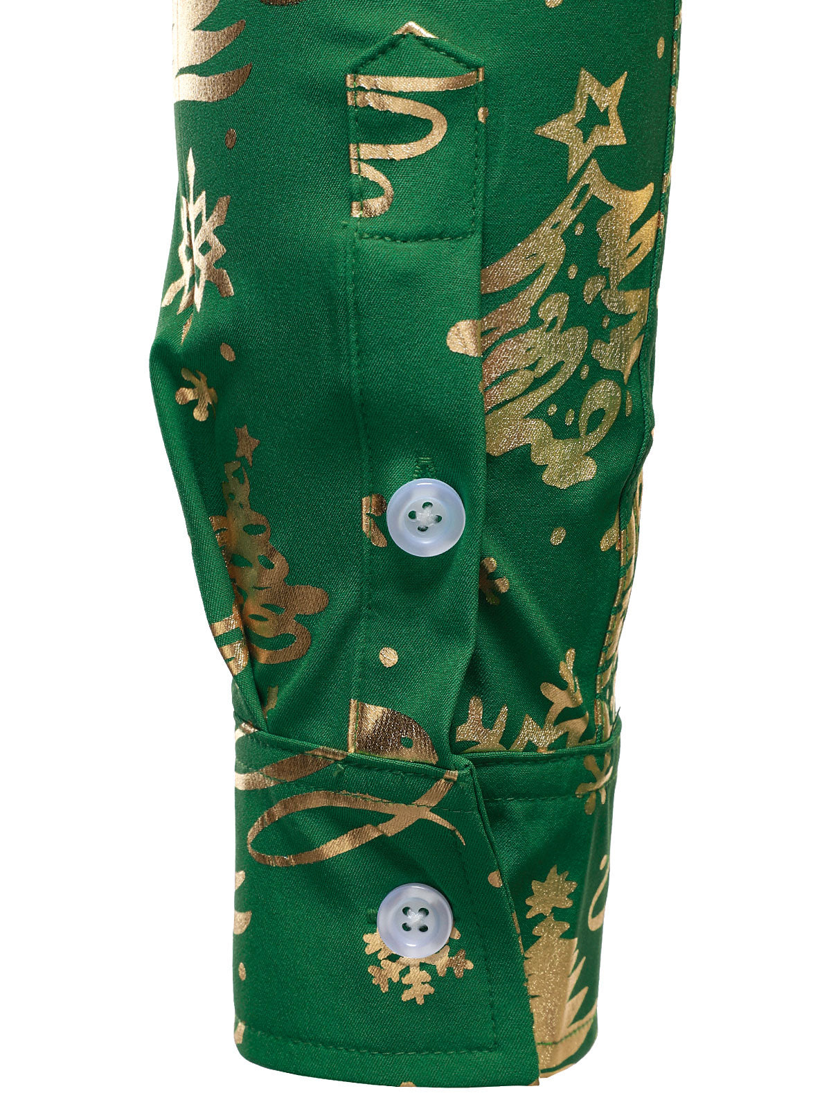 Herr Guld Julskjorta Regular Fit Grön med Lång Ärmar