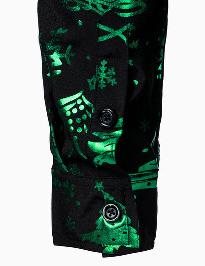 Herr Julskjorta Regular Fit Grön Lång Ärmar