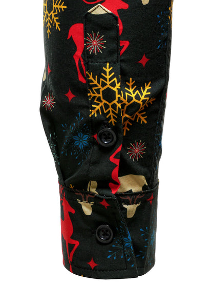 Herrskjorta med Lång Ärmar i Julmotiv med Ren