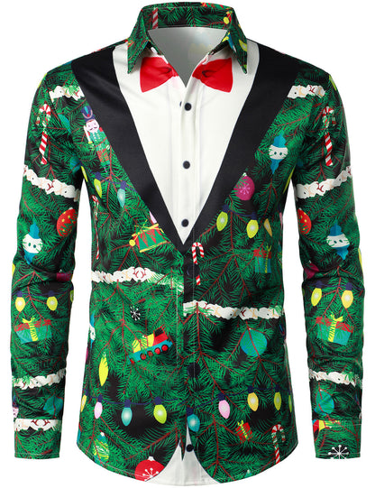 Herrskjorta med kamouflageprint Regular Fit Rolig temakostym med lång ärm