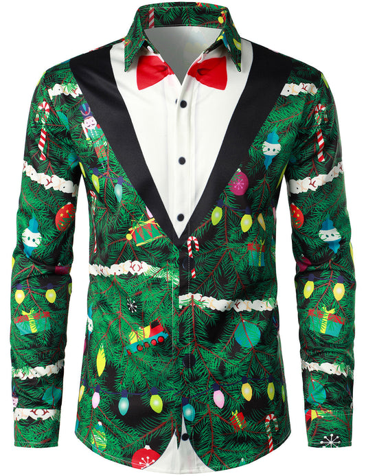 Herrskjorta med kamouflageprint Regular Fit Rolig temakostym med lång ärm