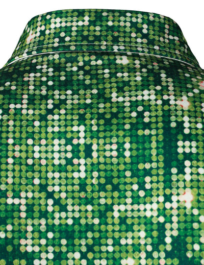 Herr Julskjorta Tematisk Rolig Grön Med Långa Ärmar