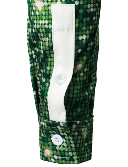 Herr Julskjorta Tematisk Rolig Grön Med Långa Ärmar