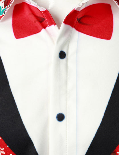 Herr Vintage Röd Tartan Julskjorta med Långa Ärmar