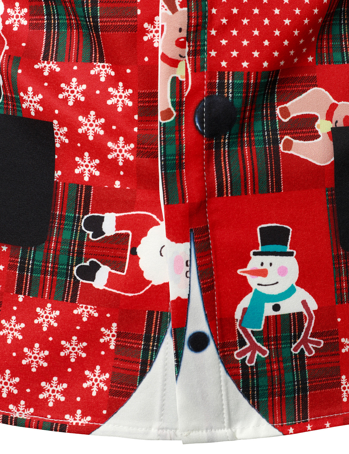 Herr Vintage Röd Tartan Julskjorta med Långa Ärmar