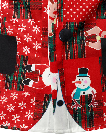 Herr Vintage Röd Tartan Julskjorta med Långa Ärmar