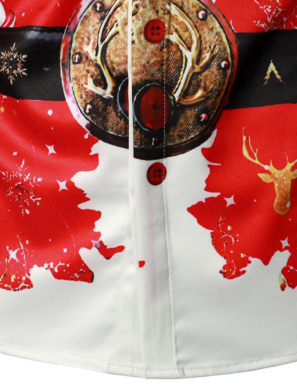 Herr, julinspirerad, röd, rolig skjorta för semester med lång ärm, knäppning med knappar