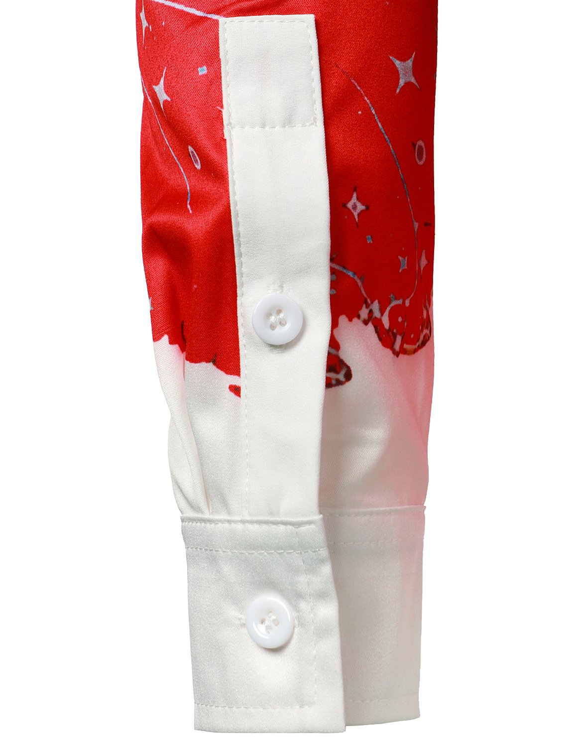 Herr, julinspirerad, röd, rolig skjorta för semester med lång ärm, knäppning med knappar