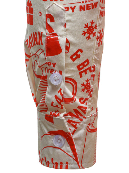 Herr jultröja i beige färg med rolig vintage design och långa ärmar