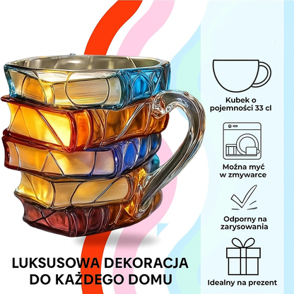 Handgjord kopp med bokmotiv