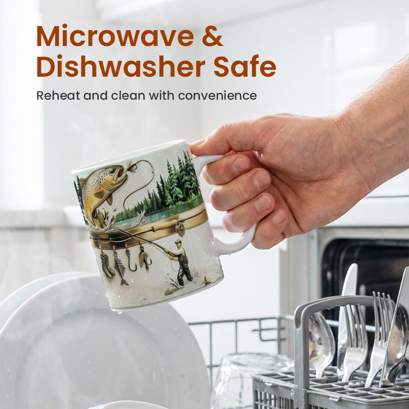 Keramisk kaffemugg med fiskmotiv