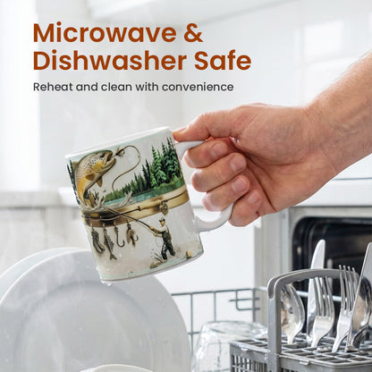 Keramisk kaffemugg med fiskmotiv