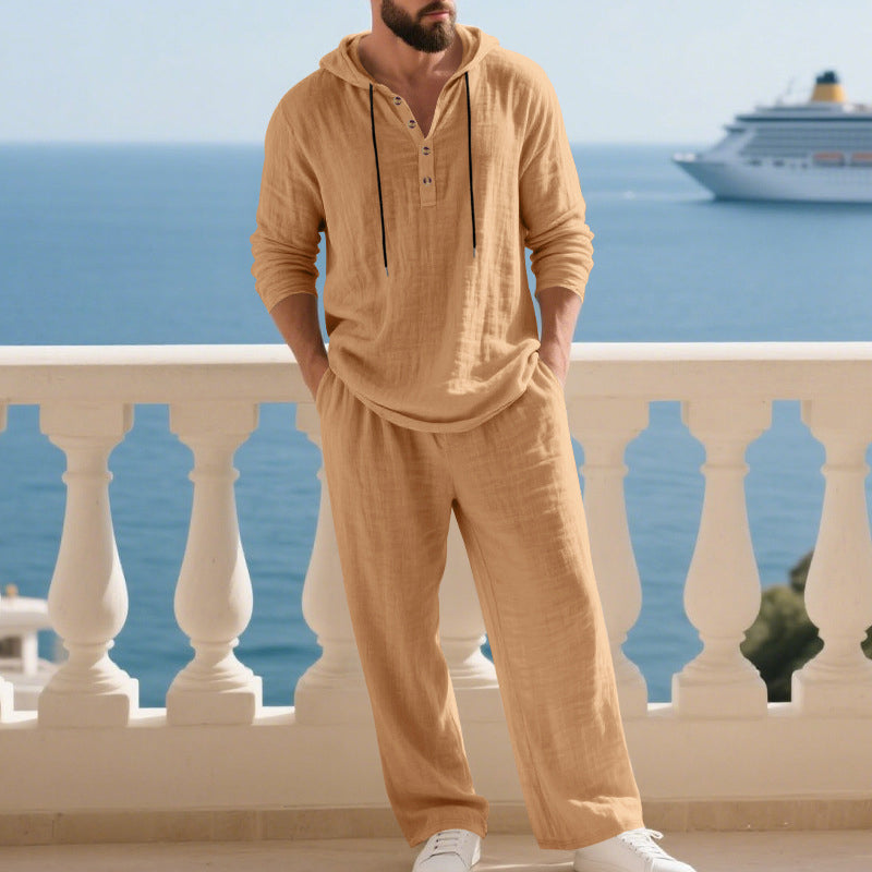 🔈🔈BEGRÄNSAT ERBJUDANDE - 50 % RABATT🔥Tvådelat set för män: löst sittande hoodie och byxor