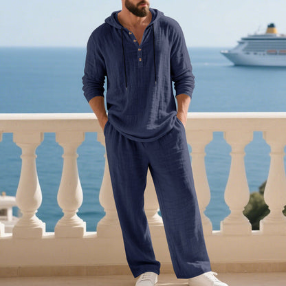 🔈🔈BEGRÄNSAT ERBJUDANDE - 50 % RABATT🔥Tvådelat set för män: löst sittande hoodie och byxor