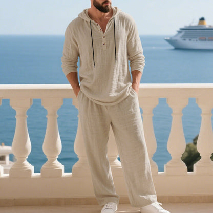 🔈🔈BEGRÄNSAT ERBJUDANDE - 50 % RABATT🔥Tvådelat set för män: löst sittande hoodie och byxor